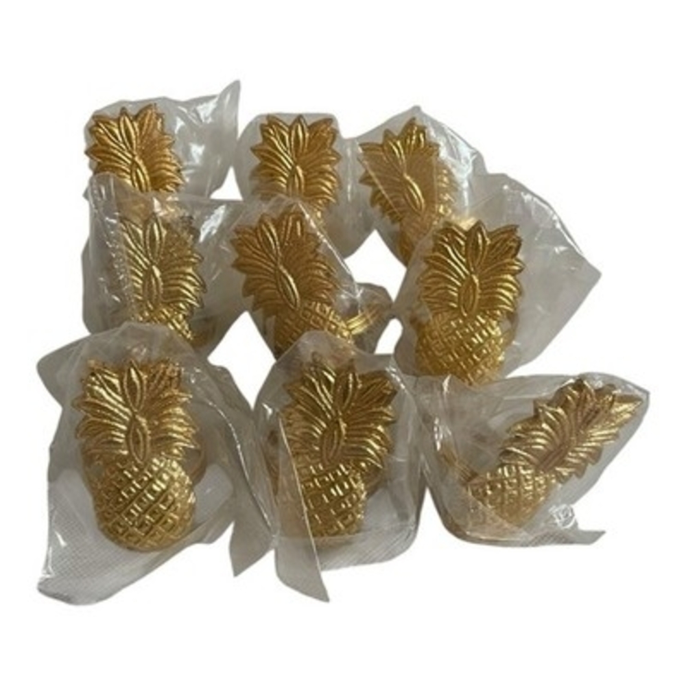Gold Pineapple Metal Napkin Ring Holders Set of 9 New Wedding Dinner Decor NIP - Picture 3 of 3